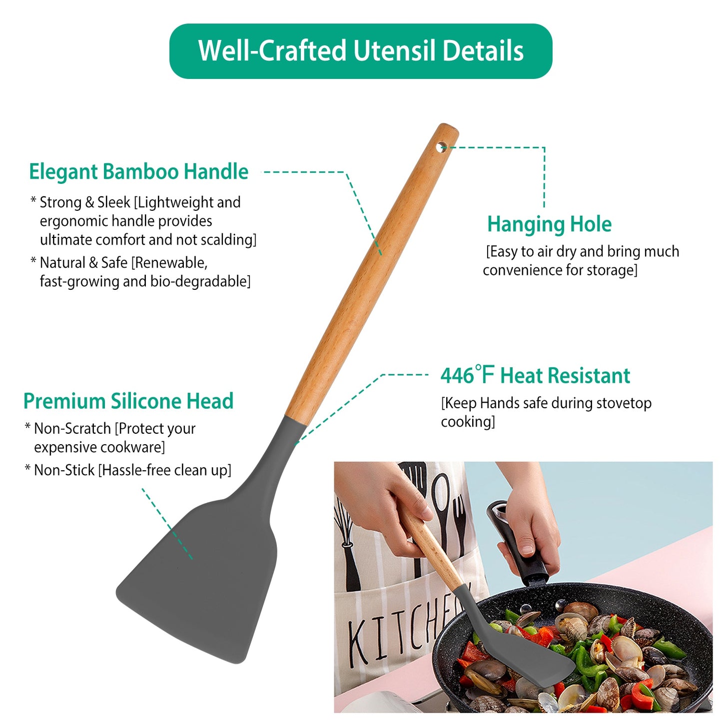 12 PCS Silicone Kitchen Utensils Set β Non-Stick & Heat Resistant