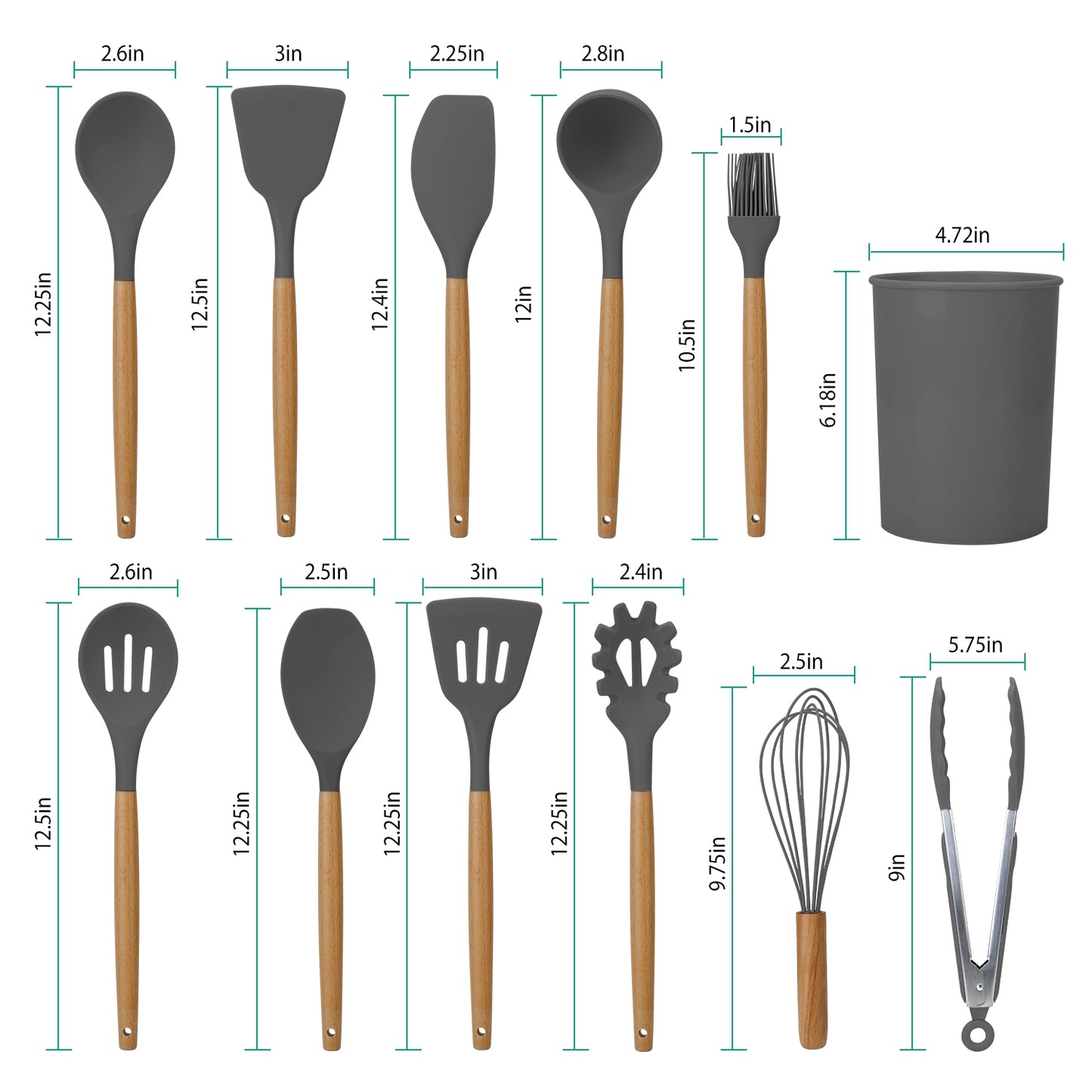 12 PCS Silicone Kitchen Utensils Set β Non-Stick & Heat Resistant