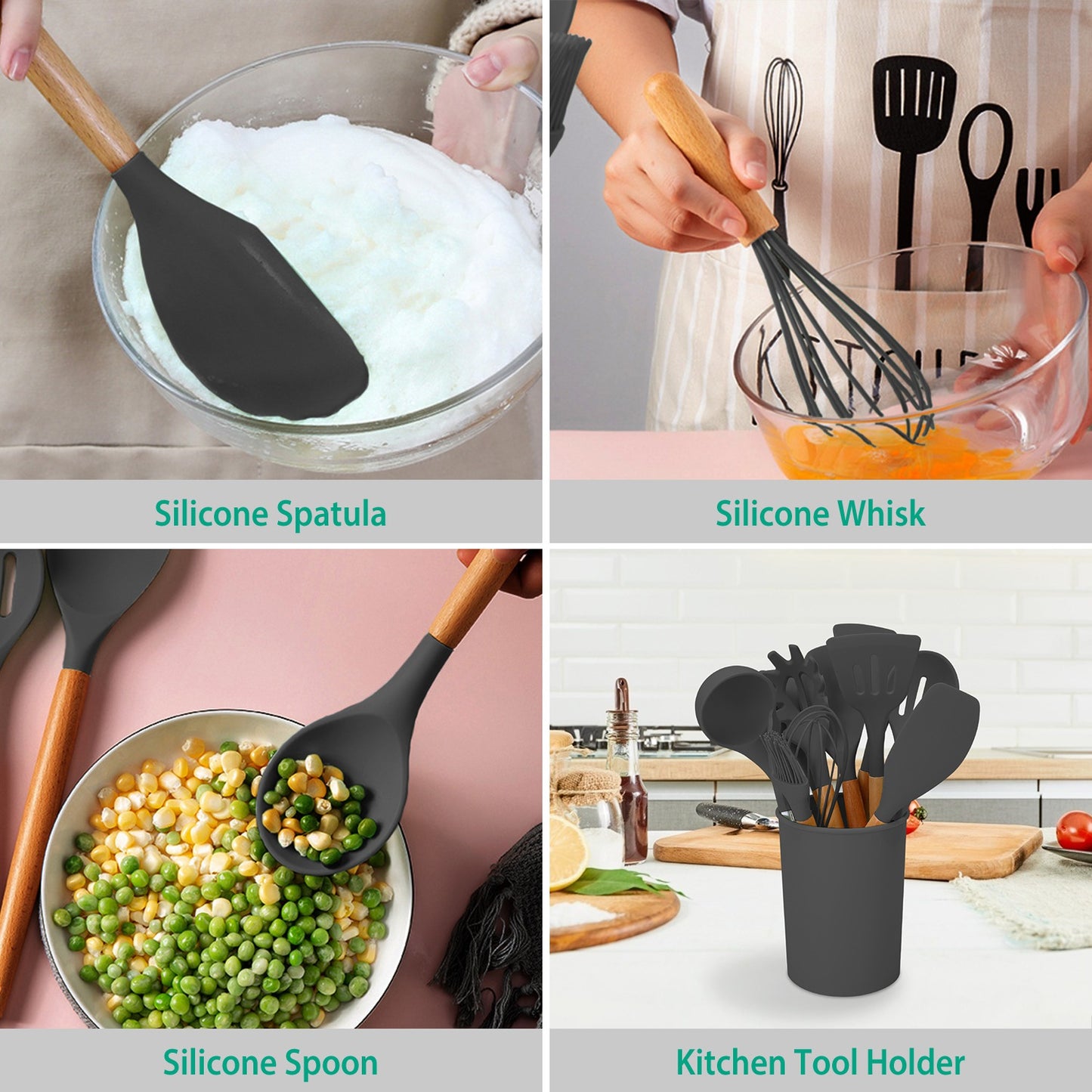 12 PCS Silicone Kitchen Utensils Set β Non-Stick & Heat Resistant