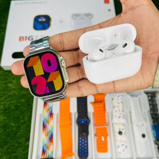 i20 Ultra Smartwatch – 10-in-1 Bundle with Wireless Earbuds, Custom Straps