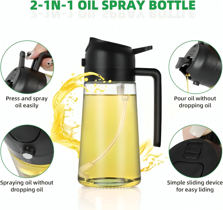 2-in-1 Oil Spray & Pour Bottle for Cooking