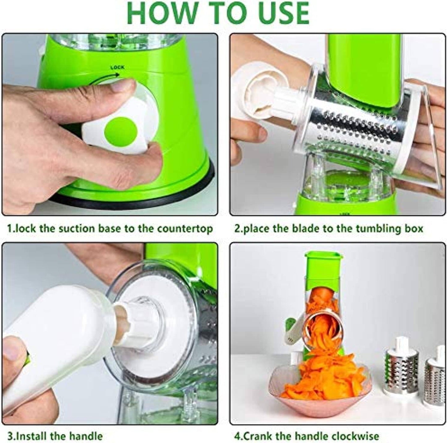 Multifunctional TableTop Vegetable Drum Grater - Slicer/Cutter