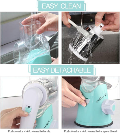 Multifunctional TableTop Vegetable Drum Grater - Slicer/Cutter
