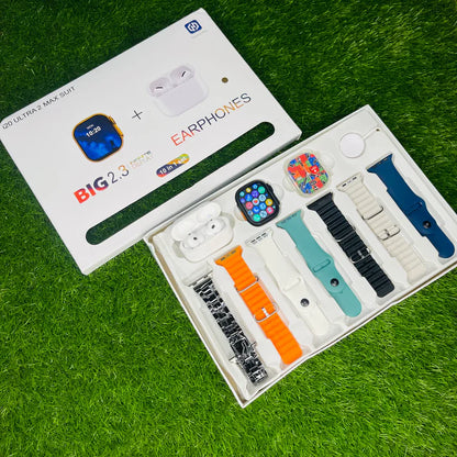 i20 Ultra Smartwatch – 10-in-1 Bundle with Wireless Earbuds, Custom Straps