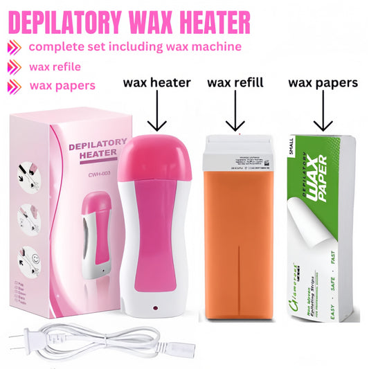 3 in 1 Depilatory Wax Warmer Roller – Painless Hair Removal at Home