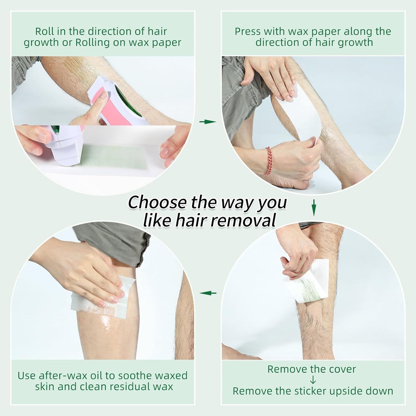 3 in 1 Depilatory Wax Warmer Roller – Painless Hair Removal at Home